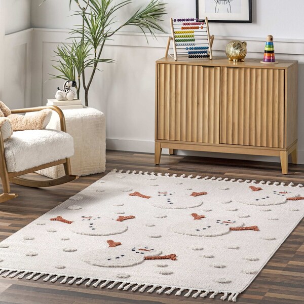 Nuloom Kilah Snowmen High-Low Kids Tasseled Area Rug 7ft 10in x 10ft 10in KKLR36A-71001010 - main